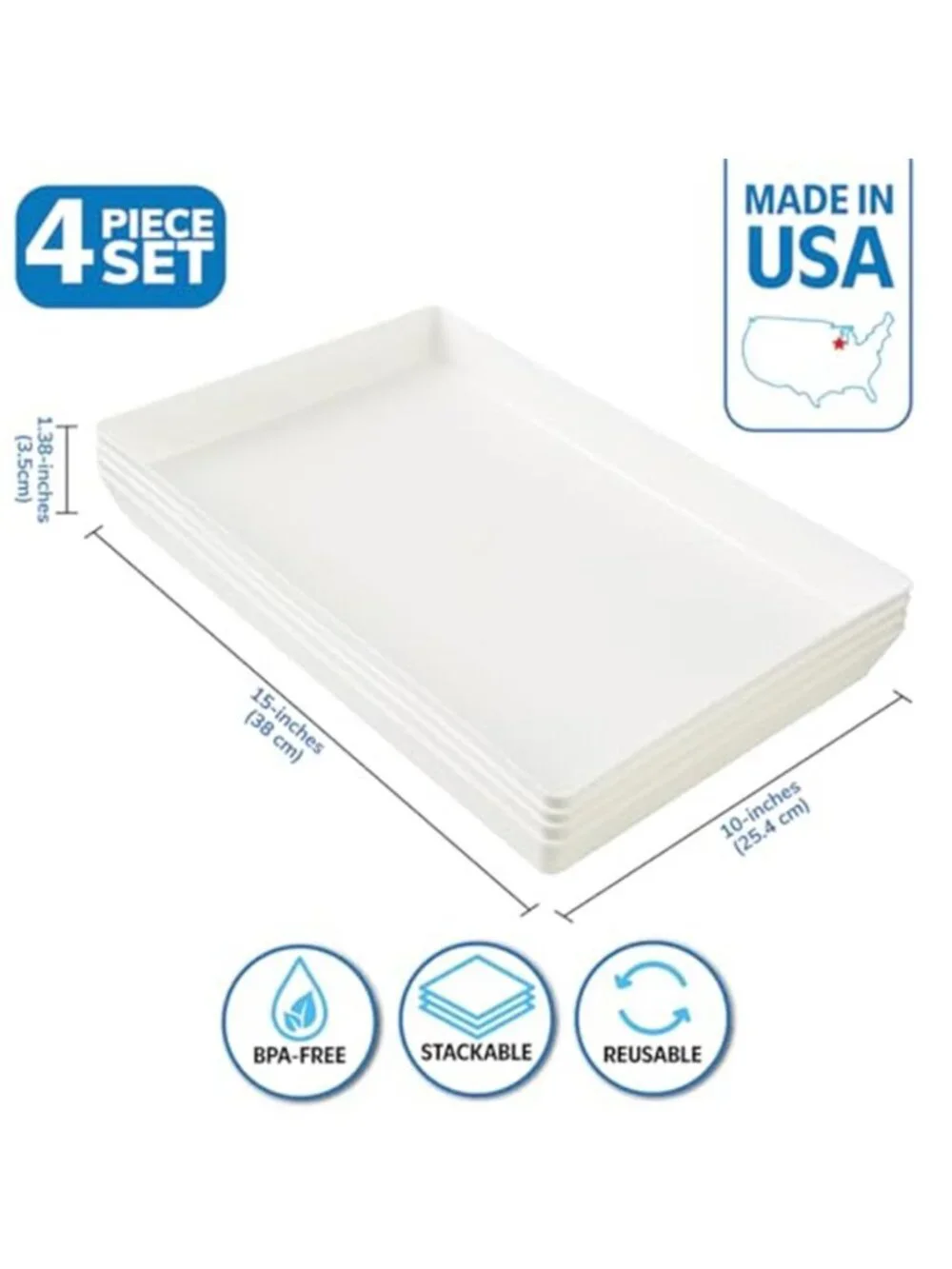 White Serving Tray Rectangular Plastic Platter Appetizer Dessert Party Table
